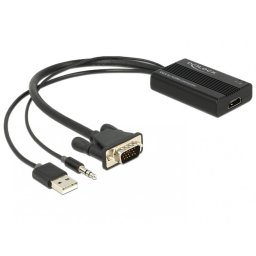 Convertor VGA la HDMI cu Audio Negru, Delock 62597