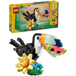 Jucarie LEGO® Creator 3 in 1, Animale salbatice: Tucan tropical 31173, 225 piese, 7 ani+
