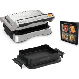 Gratar electric Tefal OptiGrill 4 in 1 GC774D30, 2100W, 9 programe de gatire automate, Tava pentru cuptor, Tavi detasabile cu invelis antiaderent, Argintiu si negru