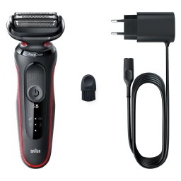 Aparat de ras electric Braun Series 5 51-R1000s Wet&Dry, AutoSense, Easy Clean, Easy Click, 3 elemente de taiere, Rosu-Negru