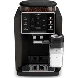 Espressor automat Krups Sensation Milk M50 EA912910, 1450W, 15 bari, 6 retete, ecran tactil, rezervor cafea 260g, rezervor apa detasabil 1.7l, 3 trepte temperatura, rasnita 3 nivele, tehnologie Milk Maestro, negru