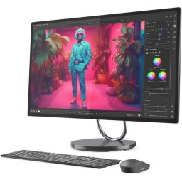 Sistem PC All-In-One, Lenovo Yoga AIO 32ILL10, 31.5 inch UHD IPS, Procesor Intel® Core™ Ultra 7 258V 4.8GHz Meteor Lake, 32GB RAM, 1TB SSD, nVidia GeForce RTX 4050 6GB, Camera Web, Windows 11 Home, Gri