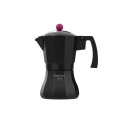 Espressor de cafea, Taurus BLACK MOMENTS, KCP9003I, 3 cesti, aluminu, baza INOX, compatibil cu toate plitele, Negru