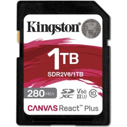 Card de memorie Kingston Canvas React Plus SD, 1 TB, SDXC, Class 10