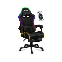 Scaun gaming Huzaro HZ-Force 4.7 RGB, Mesh, RGB LED, Suport picioare, Cotiere moi, Perne lombara & cervicala, Cadru otel, Negru