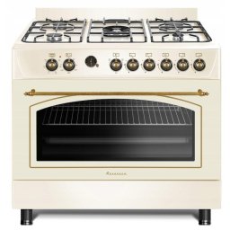 Aragaz mixt gaz si electric Ravanson Retro KWGE–90ARC, Plita gaz, cuptor electric, Crem