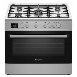 Aragaz mixt modern Ravanson KWGE-K90A Cheff, Plita cu gaz si cuptor electric, Argintiu