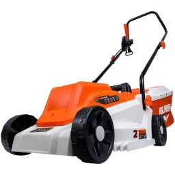 Masina de tuns gazon/iarba electrica Ruris RXE1200, putere 1200 W, latime taiere 32 cm, inaltime taiere 25 - 60 mm, 3 trepte de taiere, sac colector 30 l, Portocaliu-Alb