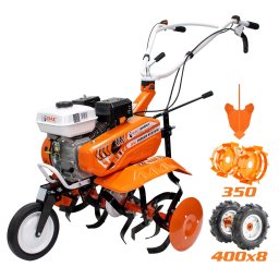 Motosapa pe benzina Ruris DAC 7000ACC1, putere 7 CP, 208 CC, 4 timpi, 2+1 viteze, 29 cm adancime lucru, 83 cm latime lucru, contine: roti cauciuc + roti metal fara manicot + rarita ajustabila