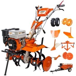Motocultor Ruris 731acc3, 8.5 CP, roti cauciuc 5.00-8, rarita, plug, adaptor, dispozitiv scos cartofi, roti metalice 400 fara manicot, cultivator, set contragreutati 10kg, remorca ruris 550s