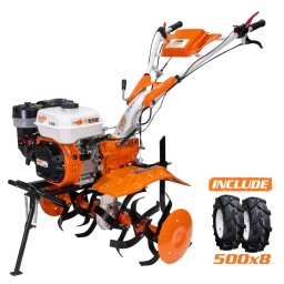 Motocultor pe benzina Ruris 731K Start, putere maxim 8.5 CP, 208 CC, 4 timpi, 2 + 1 viteze, 830 mm latime lucru, 340 mm adancime lucru, 4.5 l capacitate rezervor, contine: roti cauciuc + freze