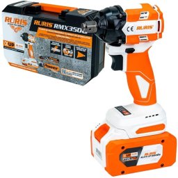 Masina de insurubat cu impact pe acumulator RURIS RMX3500, Li-Ion, 20 V, 4 Ah, patrat 1/2 inch, 350 Nm, suruburi standard M8-M18, valiza plastic