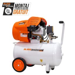 Compresor aer RURIS Double Power 5000 , 3cp , 50L , 8bar, 2200 W, Alb-Negru-Portocaliu