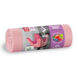 Diverse articole de curatenie Saci menaj 35 litri cu urechi HDLD roz cu parfum de fructe 20 buc/rola