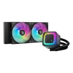 COOLER DeepCool LE240 V2, skt. LGA1851, LGA 1700, AM4, AM5, racire cu lichid, 2 x 120mm, 500 - 2100 RPM, RGB adresabil, negru R-LE240-BKAMMC-G-2 (timbru verde 2.00 lei)
