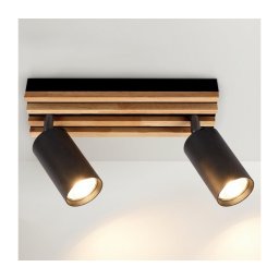 Brilagi - Lampă spot SELE WOOD 2xGU10/30W/230V negru/lemn