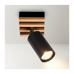 Spot SELE WOOD 1xGU10/30W/230V negru/lemn - Brilagi