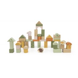 Set cuburi din lemn 50 buc - padure, viga