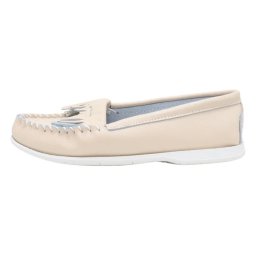 Mocasini dama, bej, casual, piele naturala, cu franjuri, cu talpa joasa, Formazione 9913-Bej (Marime: 38)