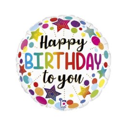 Balon folie rotund mini figurina Happy Birthday to you 23 cm