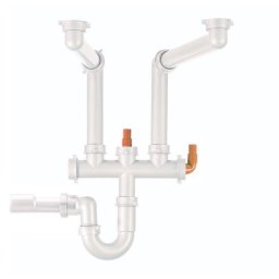 Kit sifon pentru chiuvete cu 1.5 / 2 cuve, alb, Franke 112.0624.484