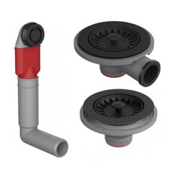 Kit ventil scurgere pentru chiuvete cu 1,5 / 2 cuve, negru, Franke 112.0658.125