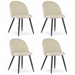 Set 4 scaune bucatarie/living, Artool, Bello, catifea bej, picioare metal negru, 46x42.5x76.5 cm