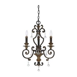 Quoizel QZ-MARQUETTE3 - Candelabru suspendat cu lanț MARQUETTE, 3xE14/60W/230V, finisaj bronz