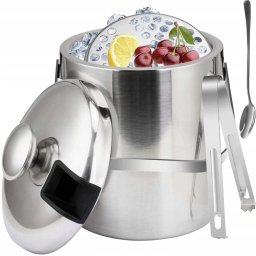 Set Frapiera pentru Gheata 1.3 L cu Capac, Cleste, Sita si Lingurita Barman