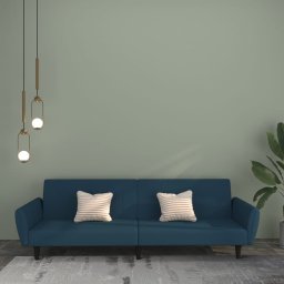 Canapea extensibila cu 2 locuri, albastru, catifea GartenMobel Dekor