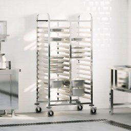 Carucior cu tavi cu 32 containere GN otel inoxidabil GartenMobel Dekor