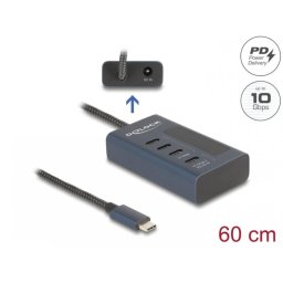 HUB USB 3.2 Gen2 type C la 3 x USB type C + 1 x USB type C PD 20W 0.6m, Delock 64189