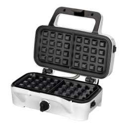 Sandwich maker 3 in 1 MOP-33M, 1200W, 3 tipuri de placi grill, sandwich, waffle, placi antiaderente, carcasa otel inoxidabil, alb