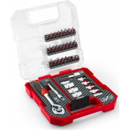 Set 37 biti si chei tubulare biti 25 mm, cheie cu clichet, suport pentru biti cu schimbare rapida, adaptor, prelungitor, cutie de depozitare