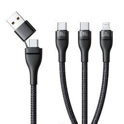 Cablu de Date USB, USB-C to Lightning, 2x USB-C, 100W, 1.5m - Flash Series 3 Black