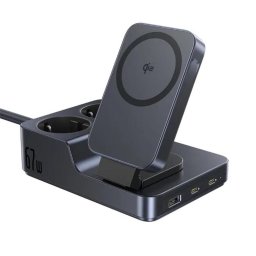Statie de Alimentare Magnetic Wireless, 2x AC Plug, 2x Type-C, 1x USB-A, 67W, 1.5m - Nomos ND11 Cosmic Black