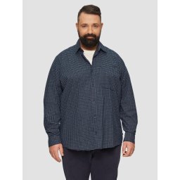 Camasa barbati big sizes din amestec de bumbac cu elastan, imprimeu in carouri, croiala Regular fit, Bleumarin (SELECTATI MARIMEA: 2XL)