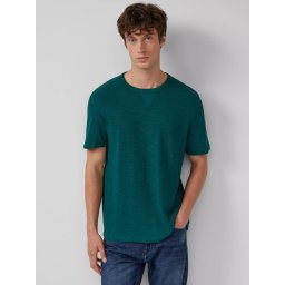 s.Oliver Tricou barbati cu structura din fire, decolteu la baza gatului, Verde inchis (SELECTATI MARIMEA: M)
