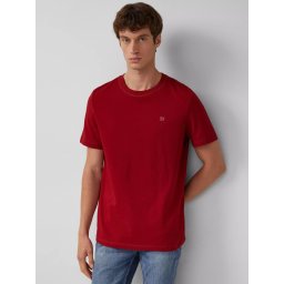 s.Oliver Tricou din jerseu gros, barbati, cu guler rotund si logo, Rosu inchis (SELECTATI MARIMEA: 3XL)