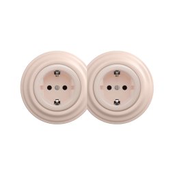 Kliklap - Priză dublă retro pentru uz casnic, cu ramă SCHUKO 230V/16A, roz vintage