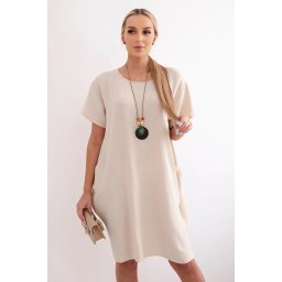 Kesi Włoski Dress with pockets and pendant dark beige