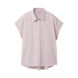 TOM TAILOR DENIM Bluză albastru deschis / roșu pepene / alb natural
