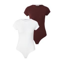 ABOUT YOU Tricou body 'Ellinor' roșu bordeaux / alb