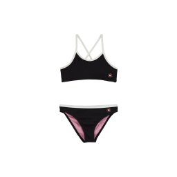 WE Fashion Costum de baie două piese roz / negru / alb
