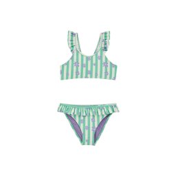 WE Fashion Costum de baie două piese verde deschis / lila / alb