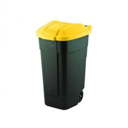 Coș de gunoi selectiv cu roți, negru/galben, 110 L