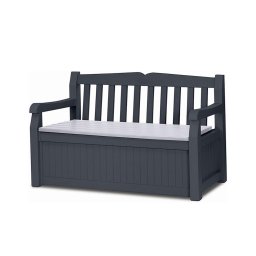 Bancă de grădină/depozitare din plastic Eden Garden 265L, gri-grafit deschis