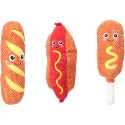 Flamingo Fofa Fast Food jucarie câini - baghetă, hot dog, pulpă de pui 1 buc.