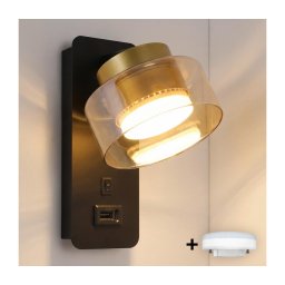 Brilagi - LED Aplica de perete cu port USB AURA LUX, 1xGX53/30W/230V, negru/auriu