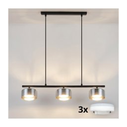 Brilagi - LED Lustră suspendată pe cablu AURA LUX 3xGX53/30W/230V, negru/fumuriu